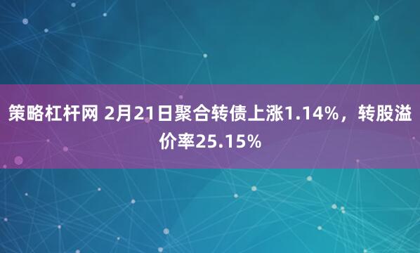 策略杠杆网 2月21日聚合转债上涨1.14%，转股溢价率25.15%