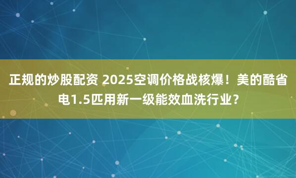 正规的炒股配资 2025空调价格战核爆！美的酷省电1.5匹用新一级能效血洗行业？